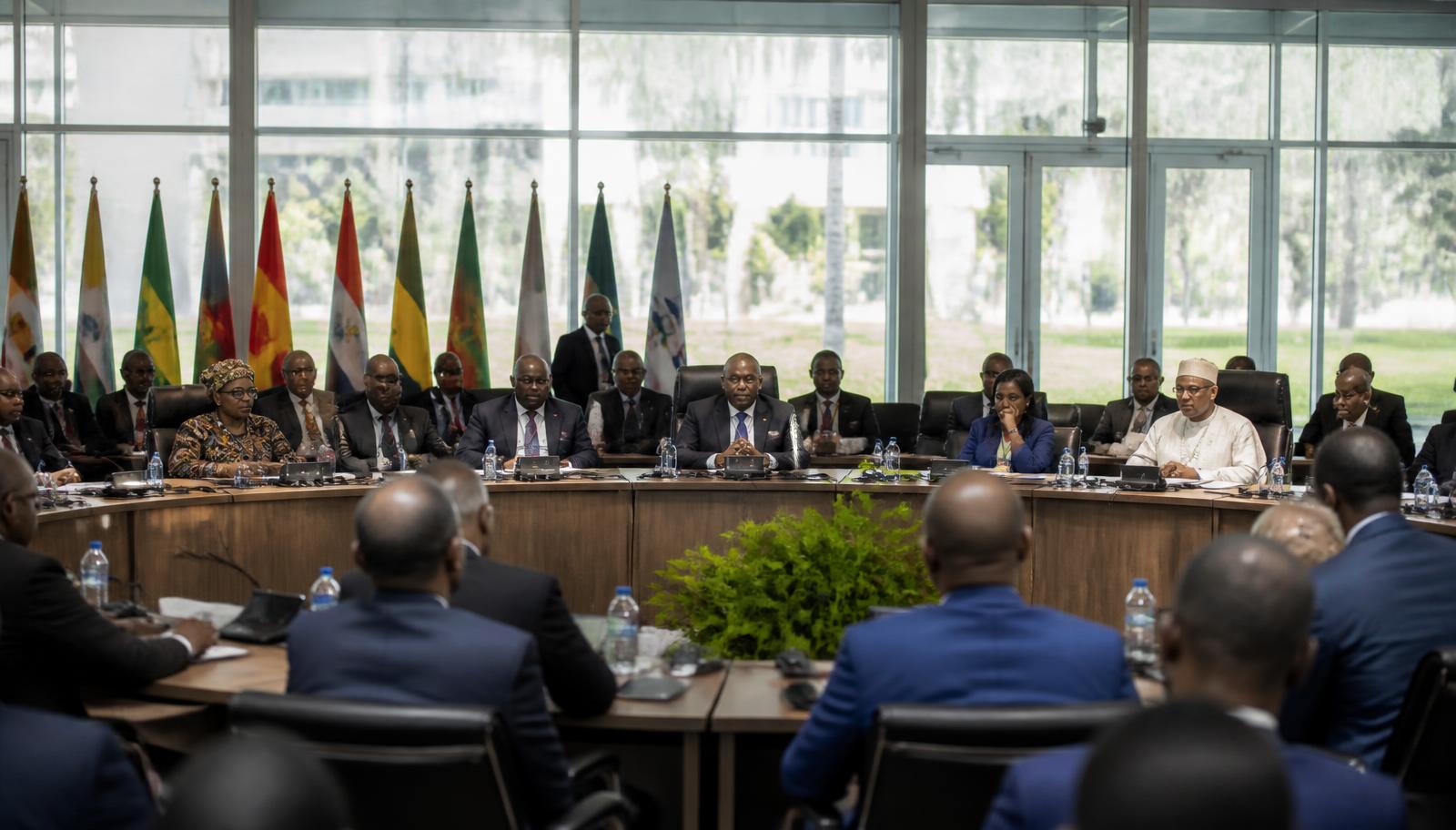 Delegates seated around a large conference table at a high-level African policy roundtable